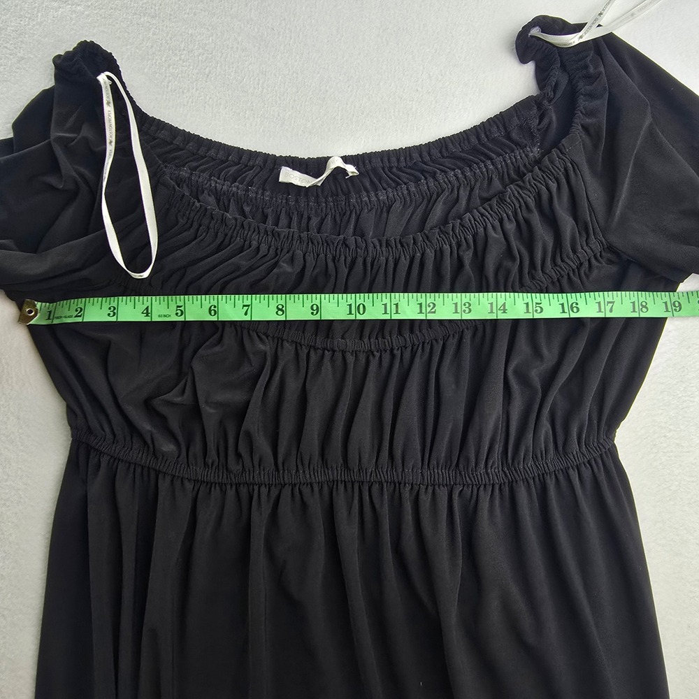 Boston Proper Black Smocked Empire Waist Flutter Sleeve Mini Dress Size 12 - Picture 7 of 9